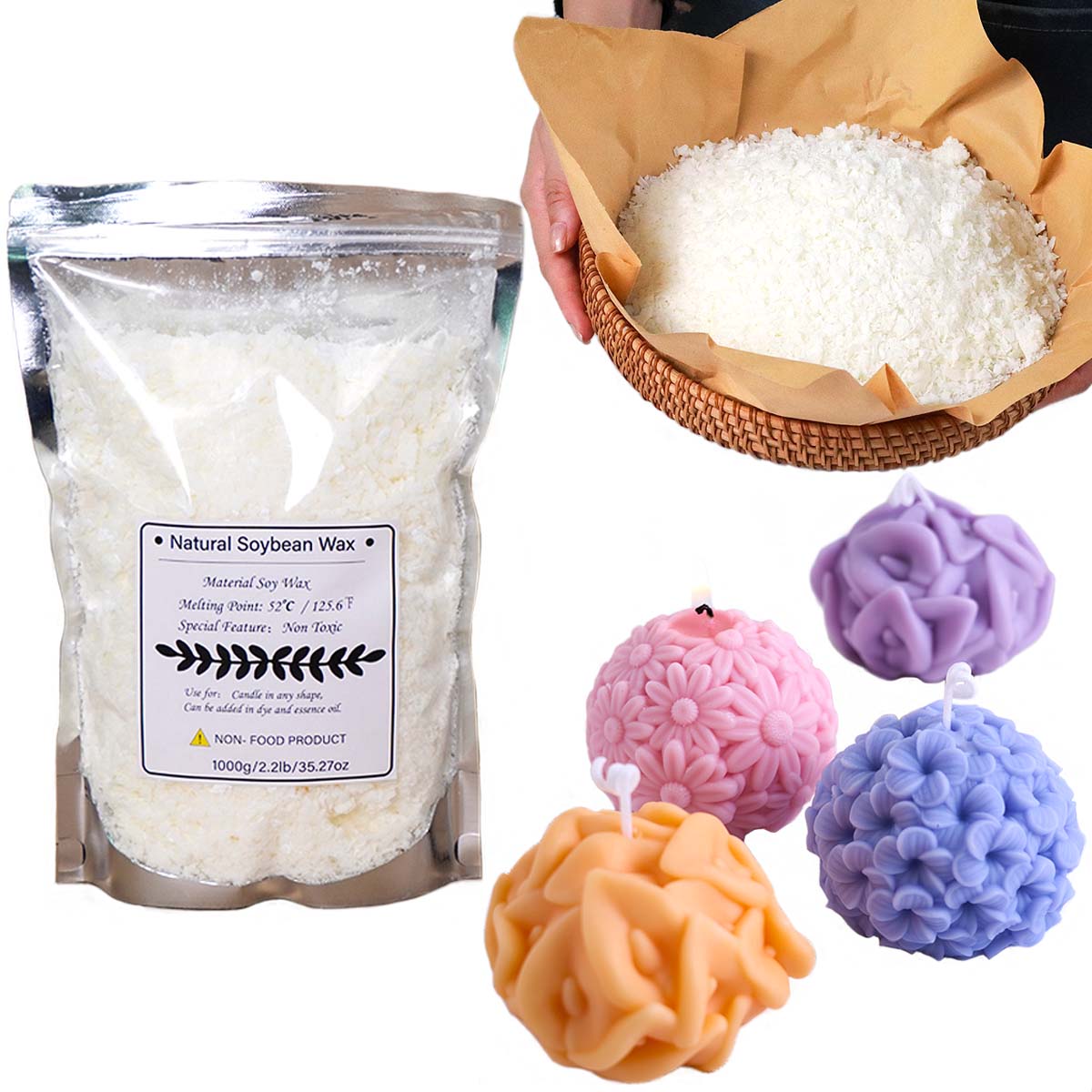 Floco de cera de soja natural  - Candle Supplies Bulk avaliação e preço